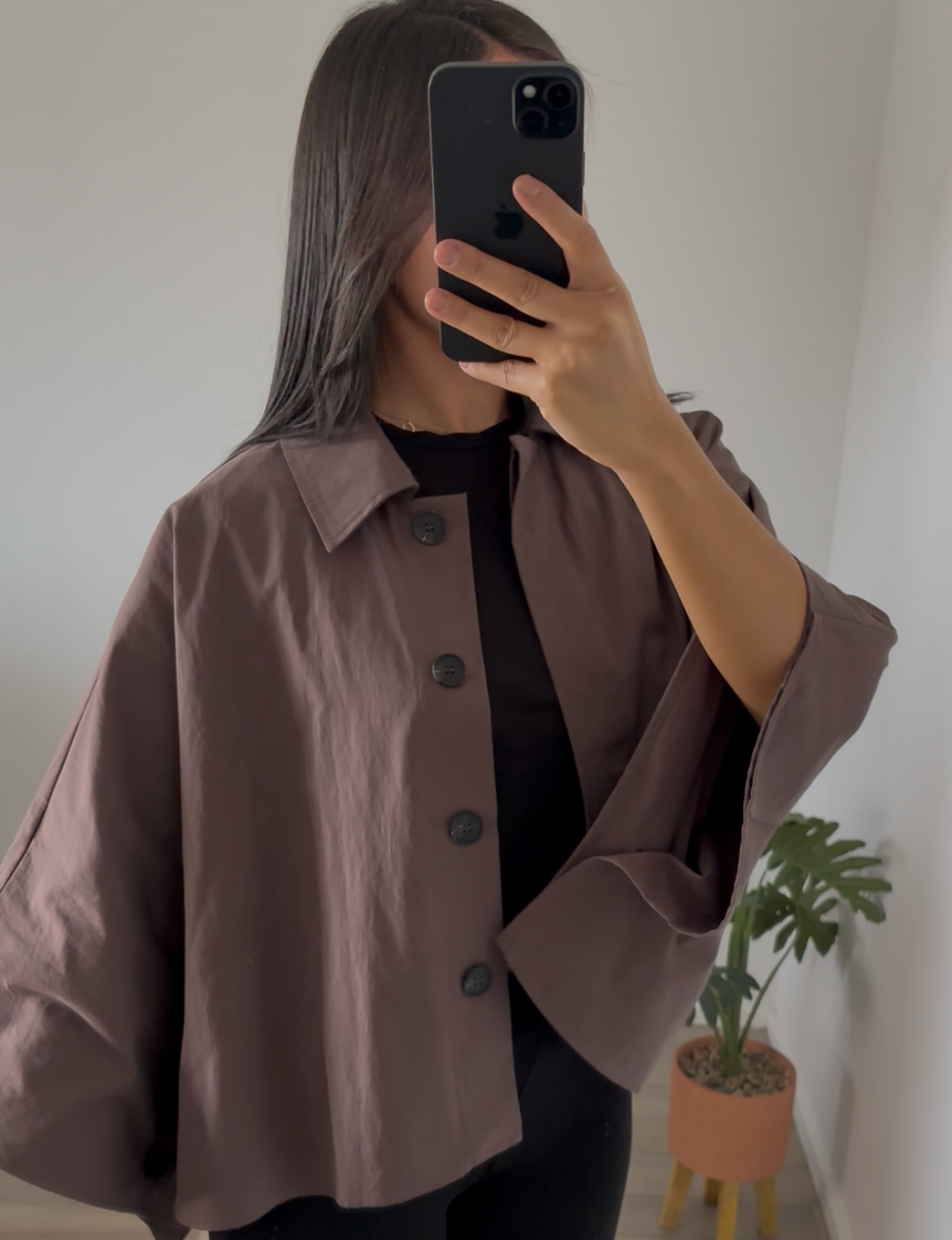 VESTE CAPE MARRON « SELMA »
