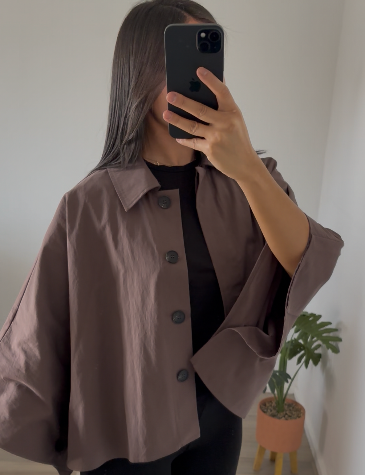 VESTE CAPE MARRON « SELMA »