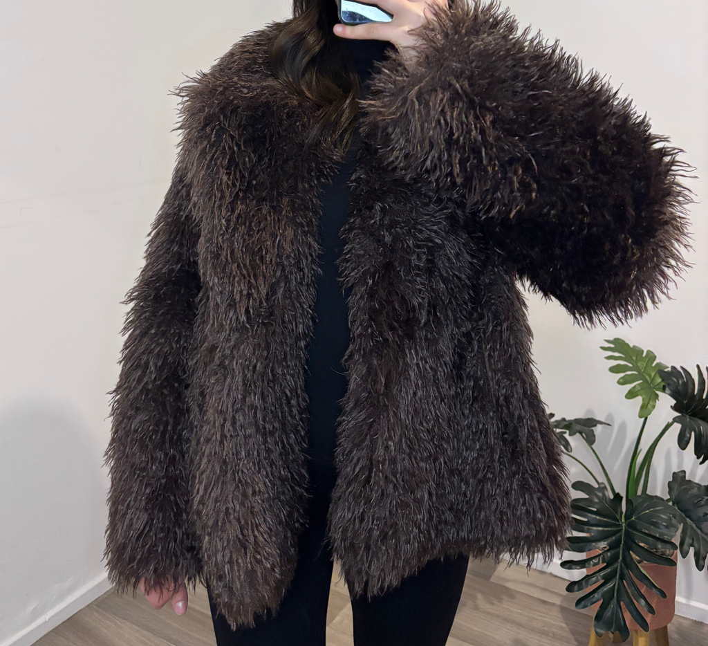 VESTE FAUSSE FOURRURE CHOCOLAT « JASMINE »